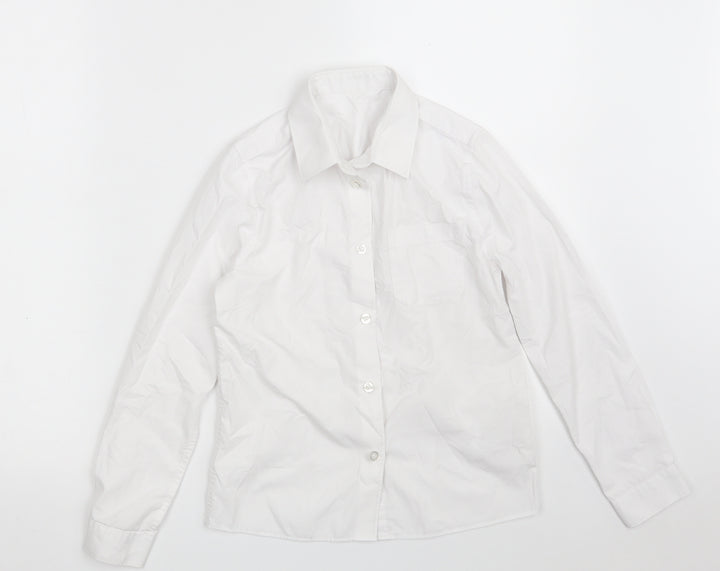 F&F Girls White  Polyester Basic Button-Up Size 9-10 Years Collared Button