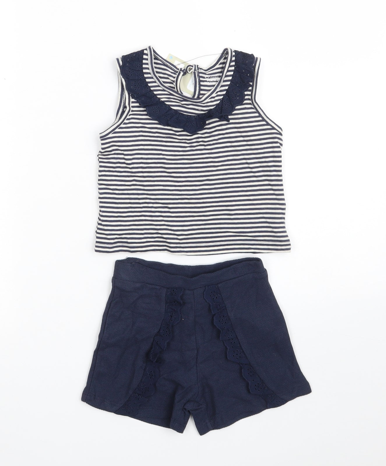 Primark Girls Blue Striped 100% Cotton T-Shirt Dress  Size 9-12 Months  Round Neck Button
