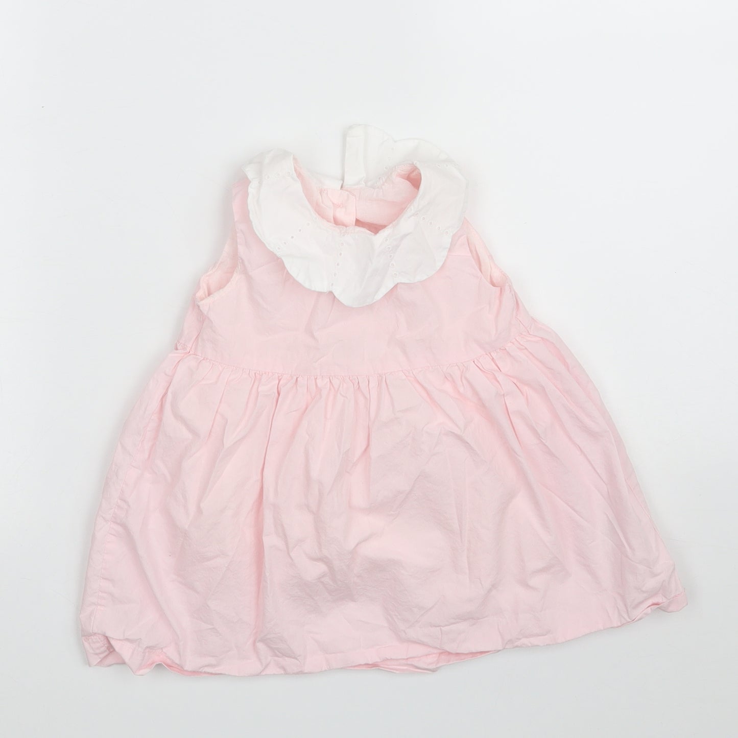 Matalan Girls Pink  100% Cotton A-Line  Size 9-12 Months  Round Neck Button