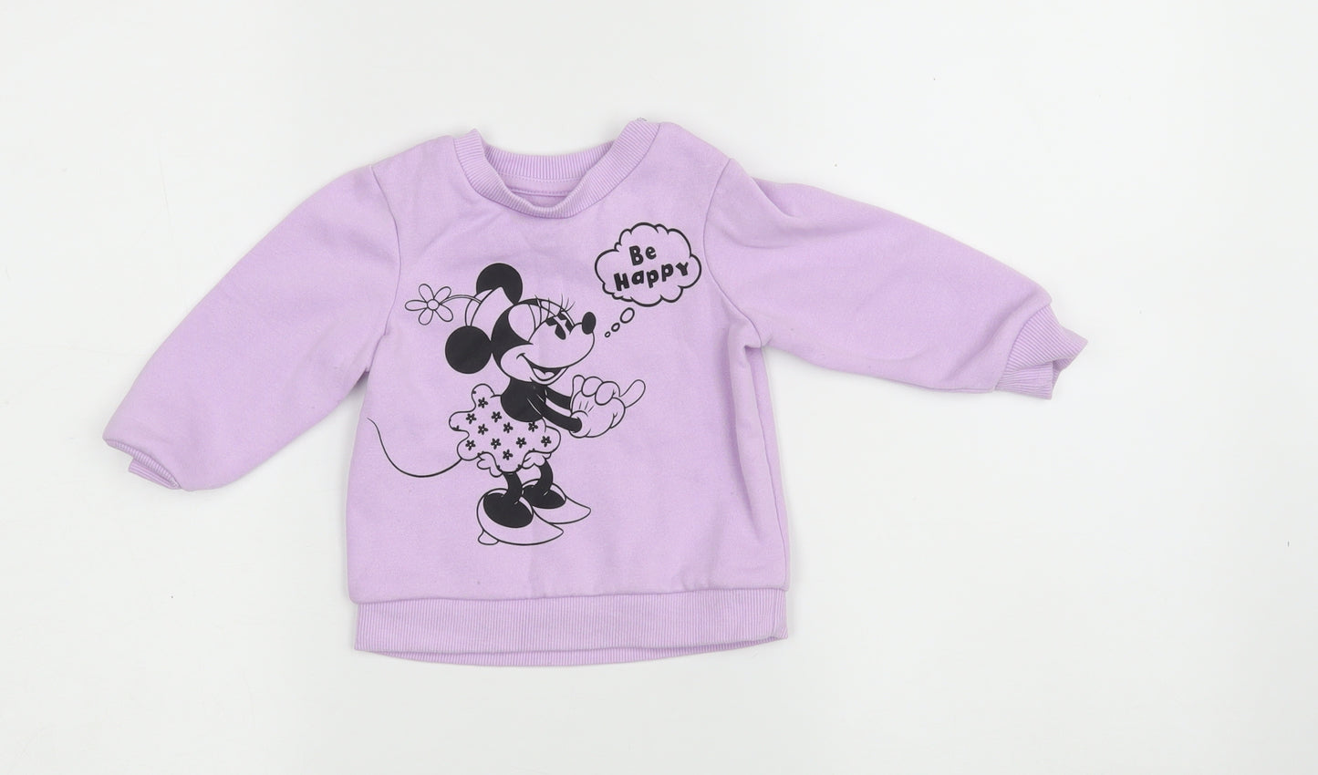 Primark Girls Purple  Cotton Pullover Jumper Size 9-12 Months   - Disney- Minnie Mouse