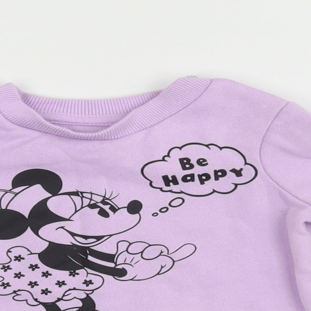 Primark Girls Purple  Cotton Pullover Jumper Size 9-12 Months   - Disney- Minnie Mouse