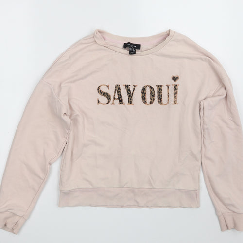New Look Womens Pink  Cotton Pullover Sweatshirt Size 8   - SAYOUI