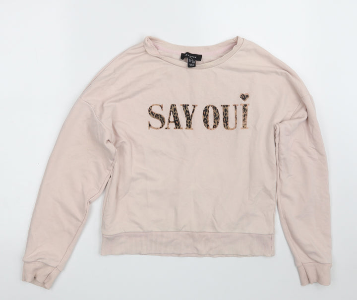New Look Womens Pink Cotton Pullover Sweatshirt Size 8 - SAYOUI