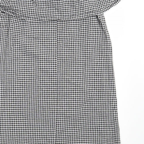Blue Inc Womens Black Check 100% Cotton A-Line  Size 8  Off the Shoulder
