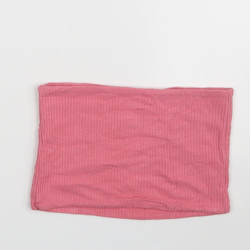 Topshop Womens Pink  Viscose Cropped T-Shirt Size 4 Off the Shoulder - Band Tee