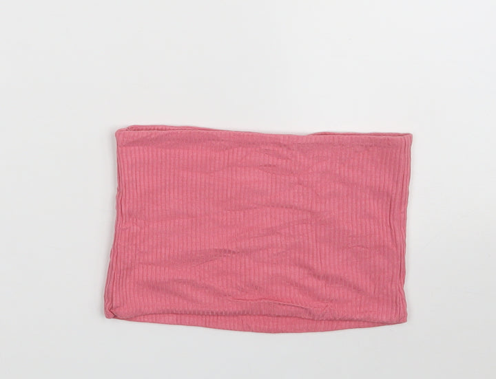 Topshop Womens Pink  Viscose Cropped T-Shirt Size 4 Off the Shoulder - Band Tee