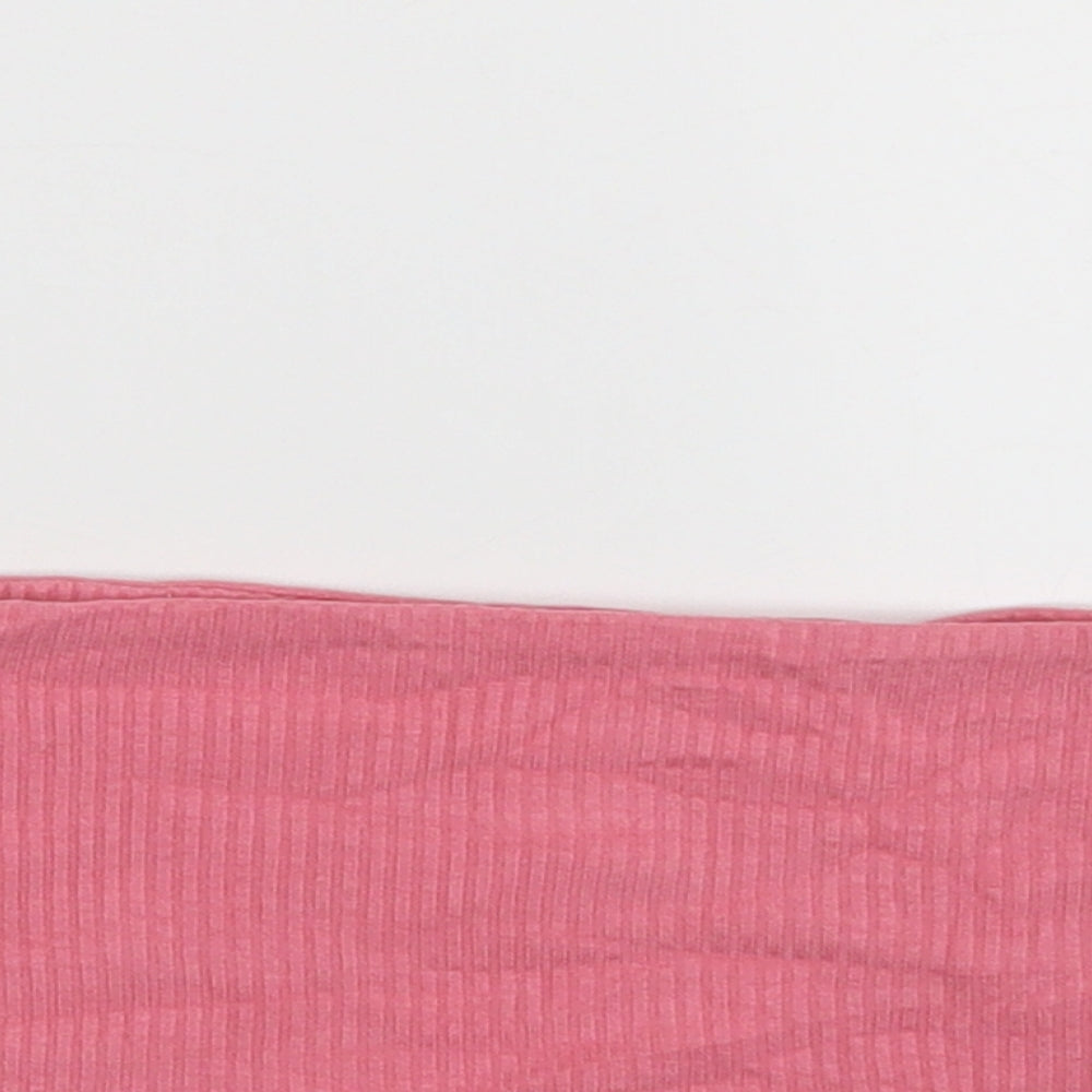 Topshop Womens Pink  Viscose Cropped T-Shirt Size 4 Off the Shoulder - Band Tee