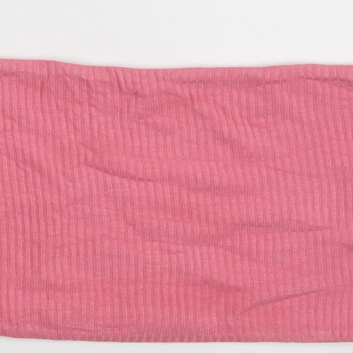 Topshop Womens Pink  Viscose Cropped T-Shirt Size 4 Off the Shoulder - Band Tee