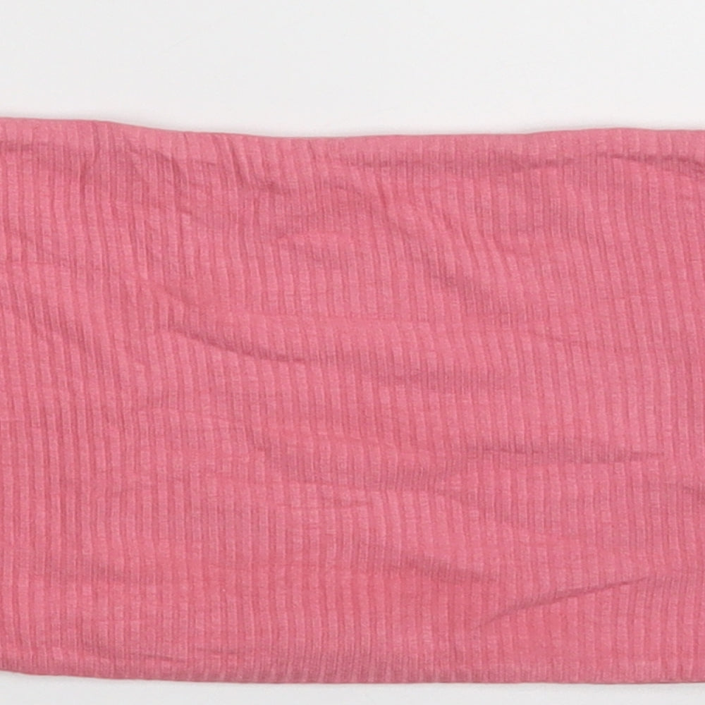 Topshop Womens Pink  Viscose Cropped T-Shirt Size 4 Off the Shoulder - Band Tee