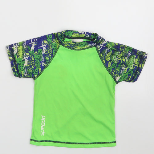 Speedo Boys Green  100% Polyester Pullover T-Shirt Size 12-18 Months Crew Neck  - Size: S (11-15kgs)