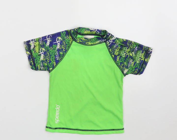 Speedo Boys Green 100% Polyester Pullover T-Shirt Size 12-18 Months Crew Neck - Size: S (11-15kgs)