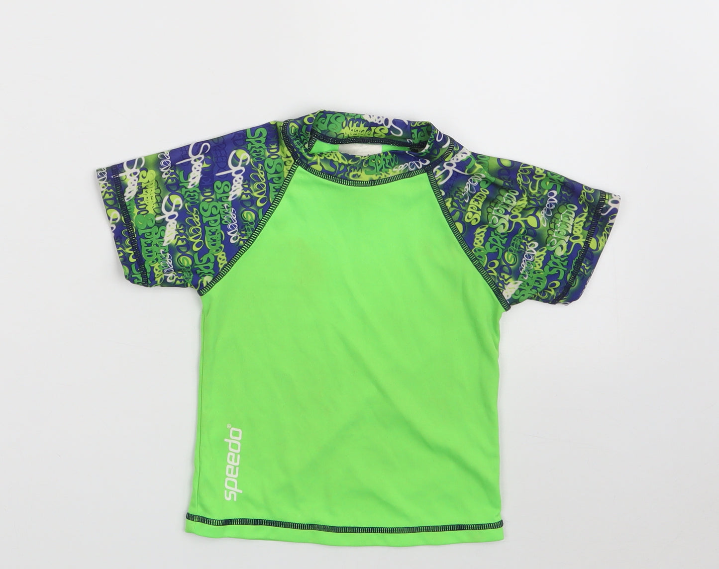 Speedo Boys Green  100% Polyester Pullover T-Shirt Size 12-18 Months Crew Neck  - Size: S (11-15kgs)