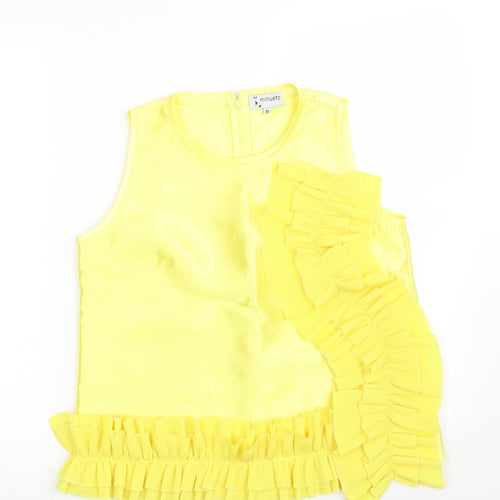 Minueto Womens Yellow  Polyester Basic Blouse Size M Crew Neck