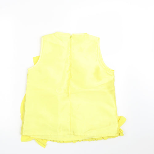 Minueto Womens Yellow  Polyester Basic Blouse Size M Crew Neck