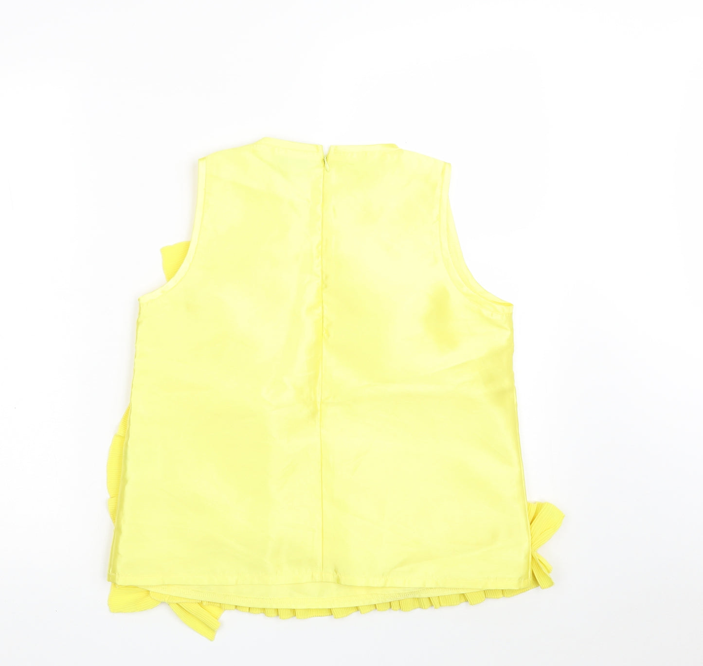 Minueto Womens Yellow  Polyester Basic Blouse Size M Crew Neck