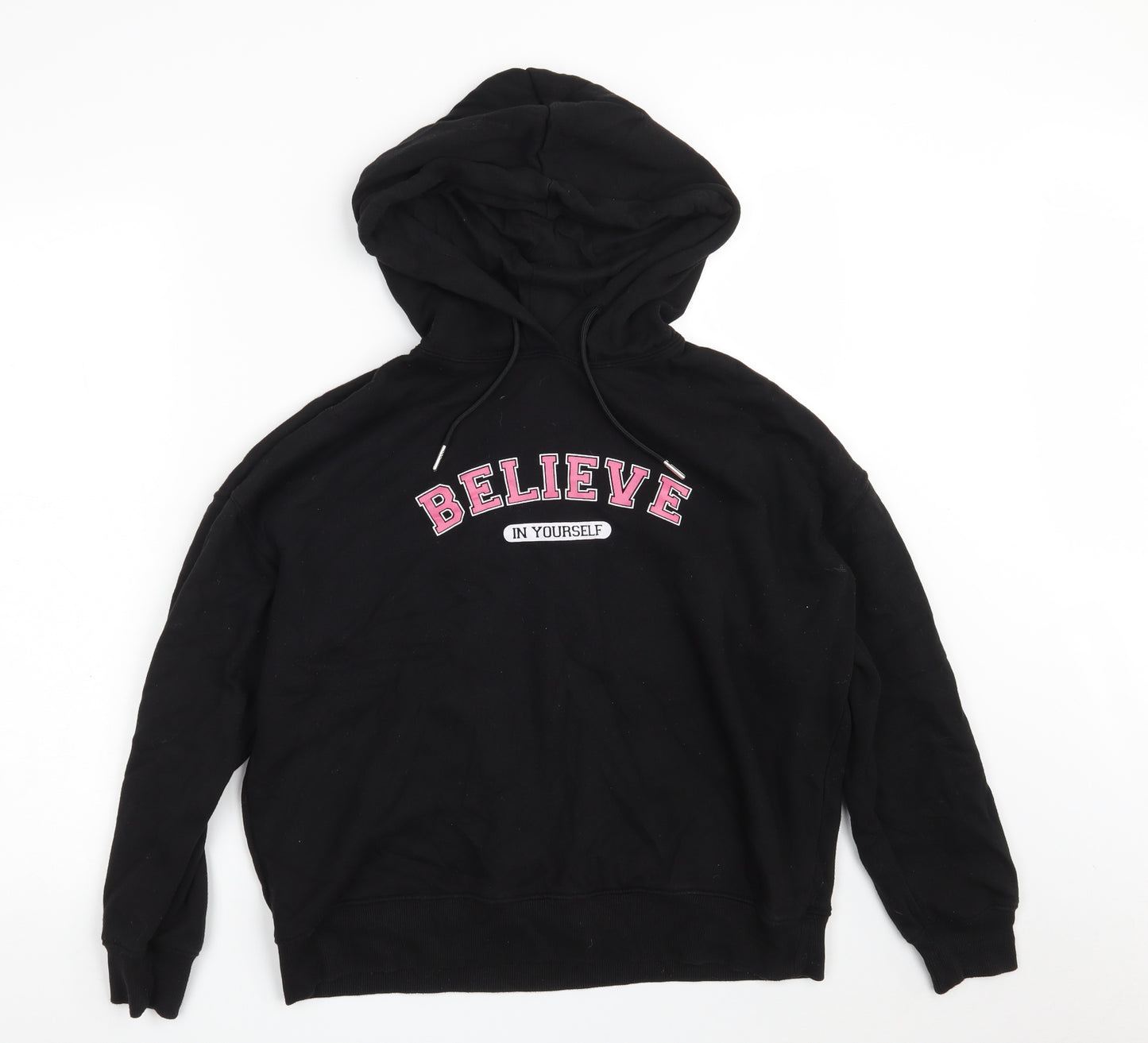 Matalan Womens Black  Cotton Pullover Hoodie Size M   - Believe in Yourself