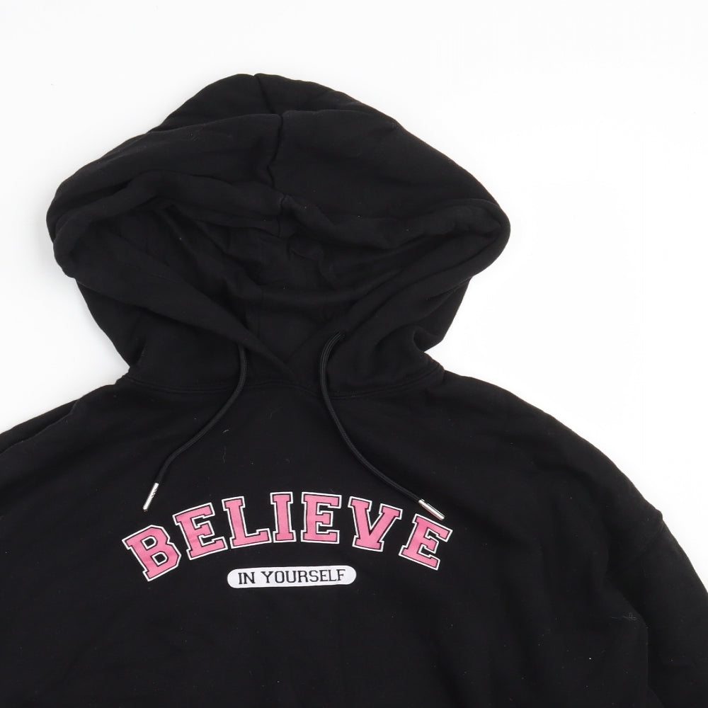 Matalan Womens Black  Cotton Pullover Hoodie Size M   - Believe in Yourself
