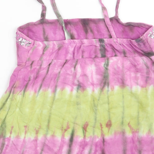 Dunnes Stores Girls Multicoloured Batik 100% Cotton Skater Dress  Size 8 Years  Off the Shoulder