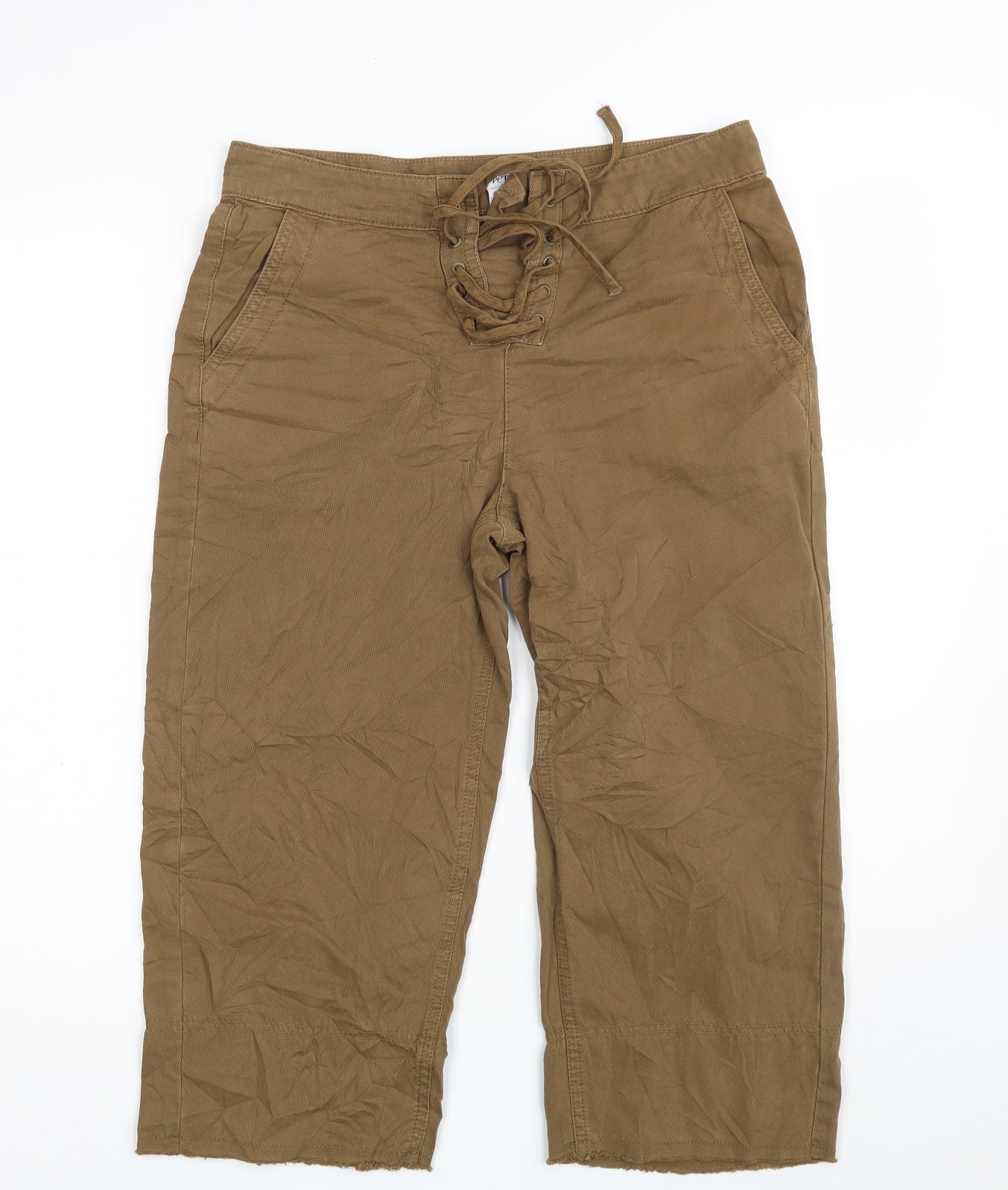 NEXT Womens Brown  100% Cotton Utility Shorts Size 8 L17 in Regular Drawstring