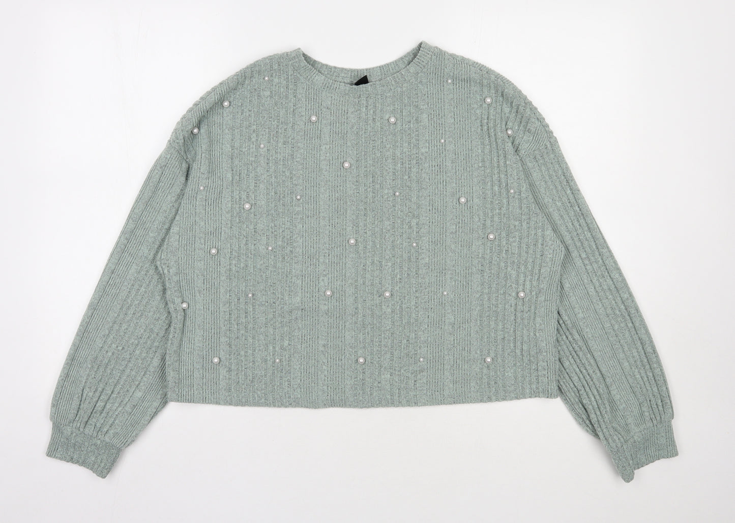 SheIn Womens Green Round Neck  Polyester Pullover Jumper Size L