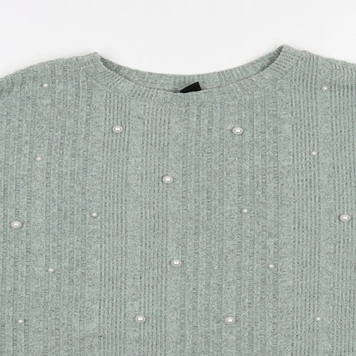 SheIn Womens Green Round Neck  Polyester Pullover Jumper Size L