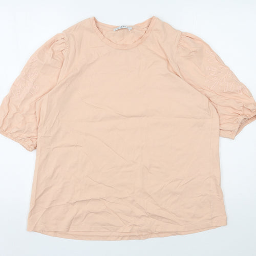 Gallery Womens Pink  Cotton Basic T-Shirt Size L Round Neck