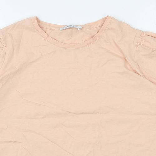 Gallery Womens Pink  Cotton Basic T-Shirt Size L Round Neck