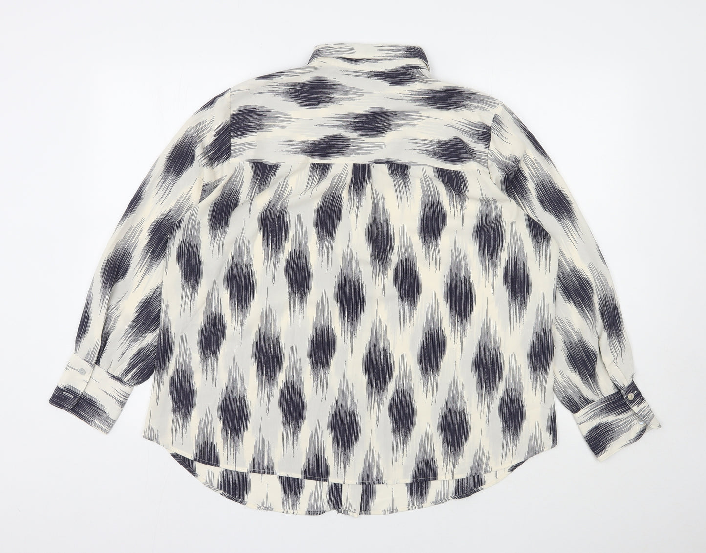 Marks and Spencer Womens Ivory Geometric Polyester Basic Blouse Size 18 Collared