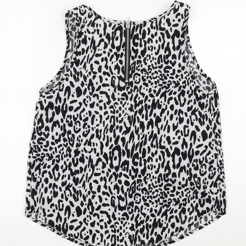 Glamorous Womens Black Animal Print Polyester Basic Tank Size 12 Scoop Neck