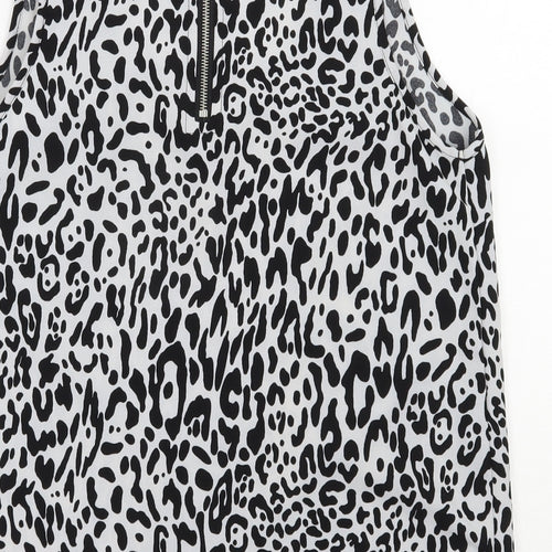 Glamorous Womens Black Animal Print Polyester Basic Tank Size 12 Scoop Neck