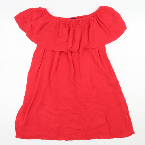 New Look Womens Red  Viscose Trapeze & Swing  Size M  Off the Shoulder Pullover