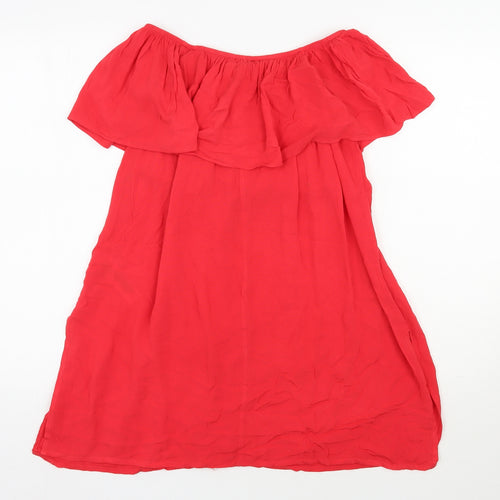 New Look Womens Red  Viscose Trapeze & Swing  Size M  Off the Shoulder Pullover