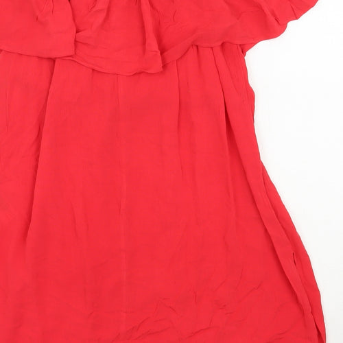 New Look Womens Red  Viscose Trapeze & Swing  Size M  Off the Shoulder Pullover
