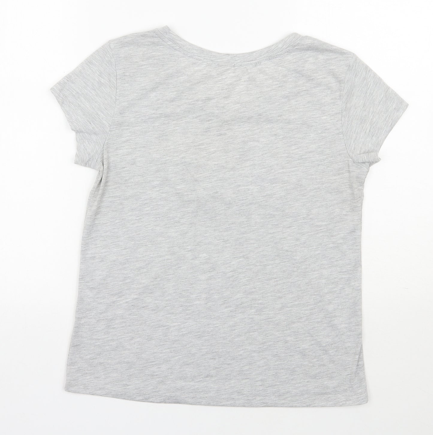 H&M Womens Grey  Polyester Basic T-Shirt Size S Scoop Neck