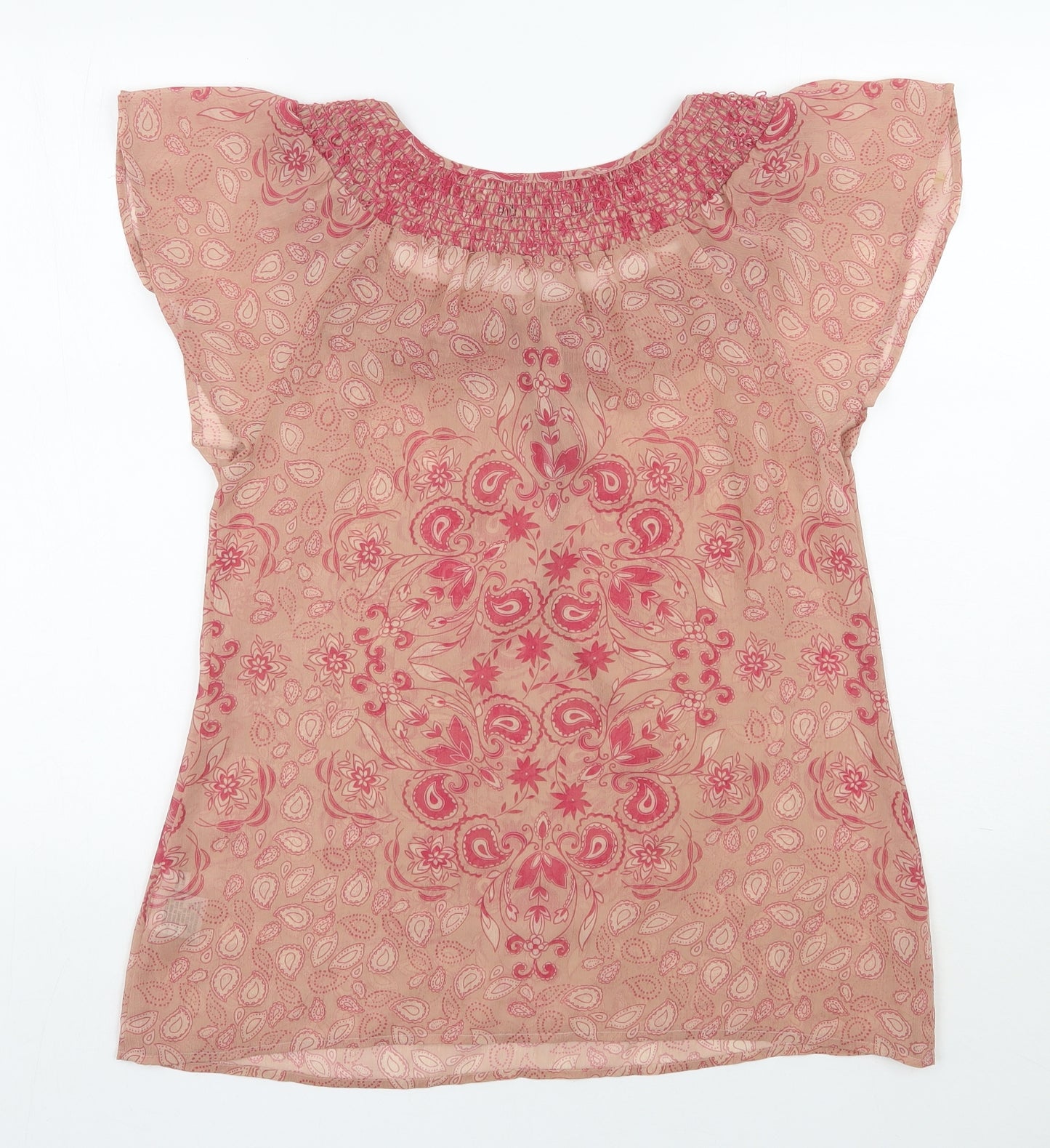 Dotti Womens Pink Paisley Polyester Basic Blouse Size 12 Scoop Neck
