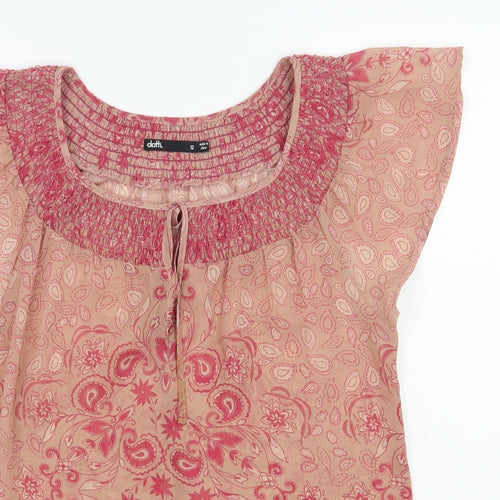 Dotti Womens Pink Paisley Polyester Basic Blouse Size 12 Scoop Neck