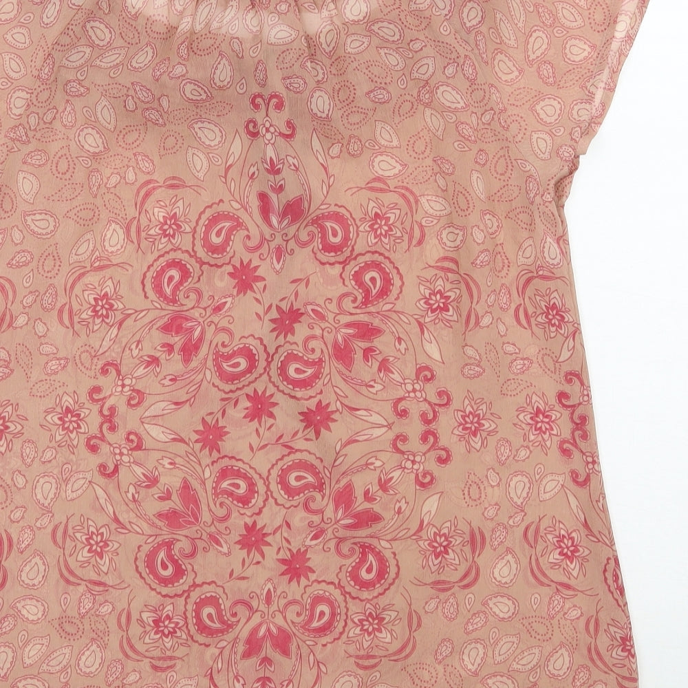 Dotti Womens Pink Paisley Polyester Basic Blouse Size 12 Scoop Neck
