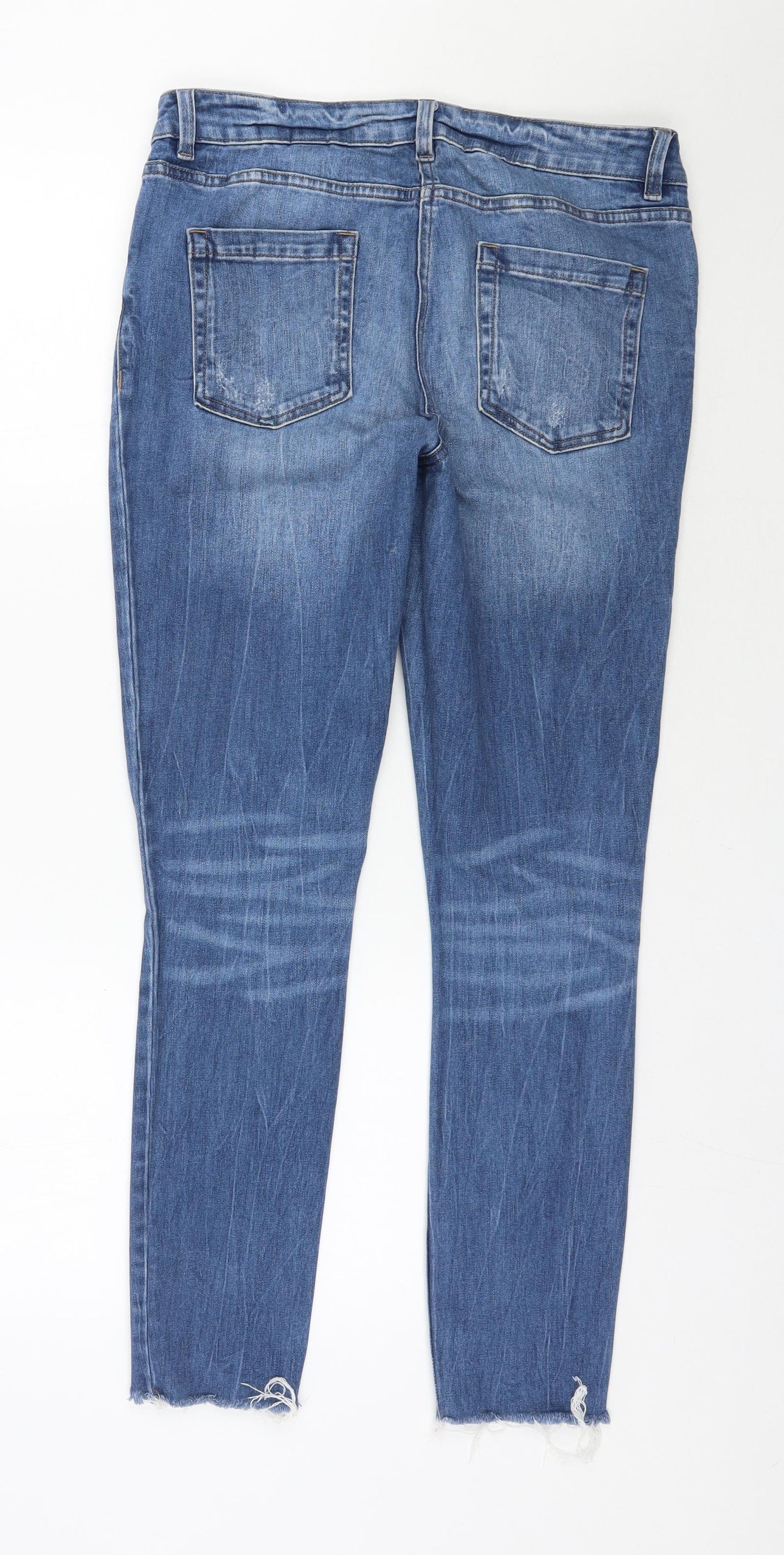 NEXT Womens Blue  Cotton Skinny Jeans Size 12 L28.5 in Regular Zip