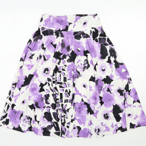 Basler Womens Purple Floral Viscose Swing Skirt Size 10