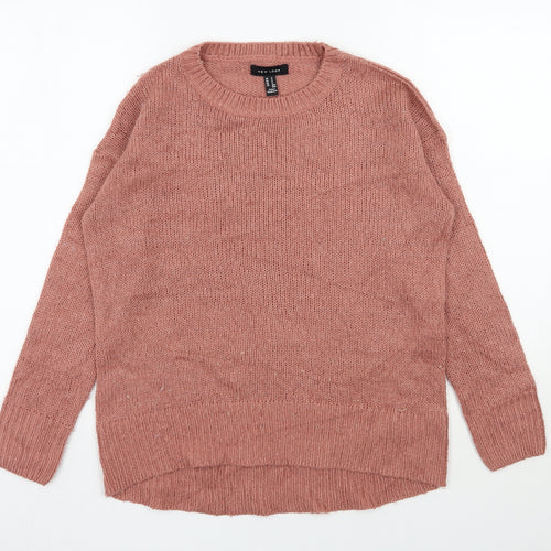 New Look Womens Pink Round Neck  Acrylic Pullover Jumper Size S