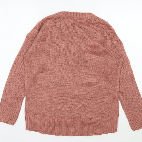 New Look Womens Pink Round Neck  Acrylic Pullover Jumper Size S