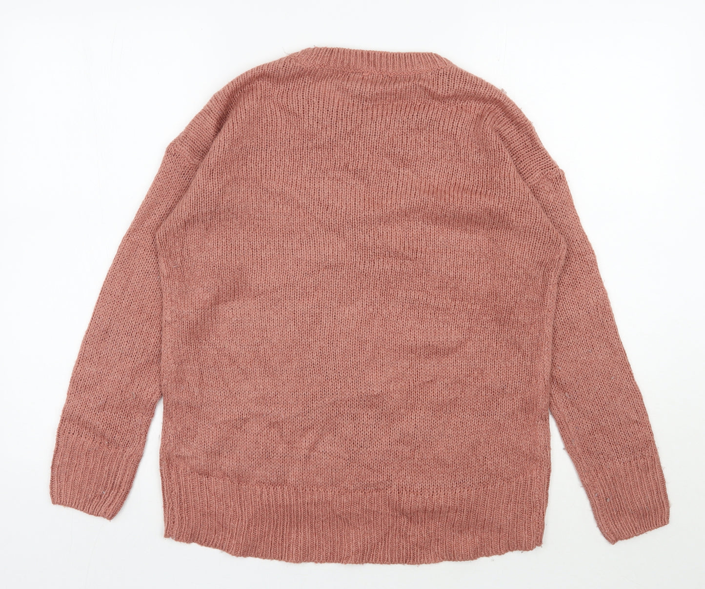 New Look Womens Pink Round Neck  Acrylic Pullover Jumper Size S