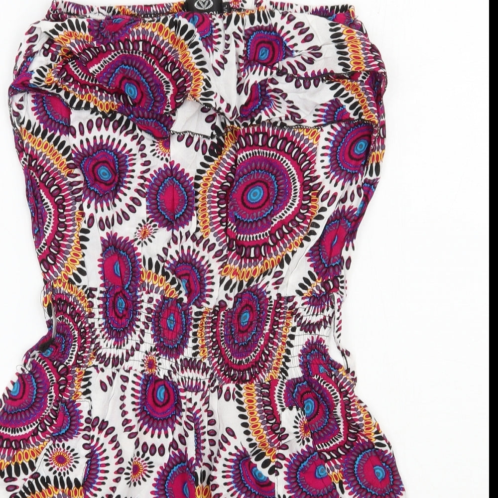 London Womens Multicoloured Geometric Cotton Playsuit One-Piece Size M  Pullover