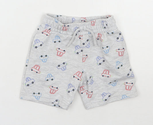 Front view of Dunnes boys’ grey cotton sweatpants, size 18-24, months drawstring