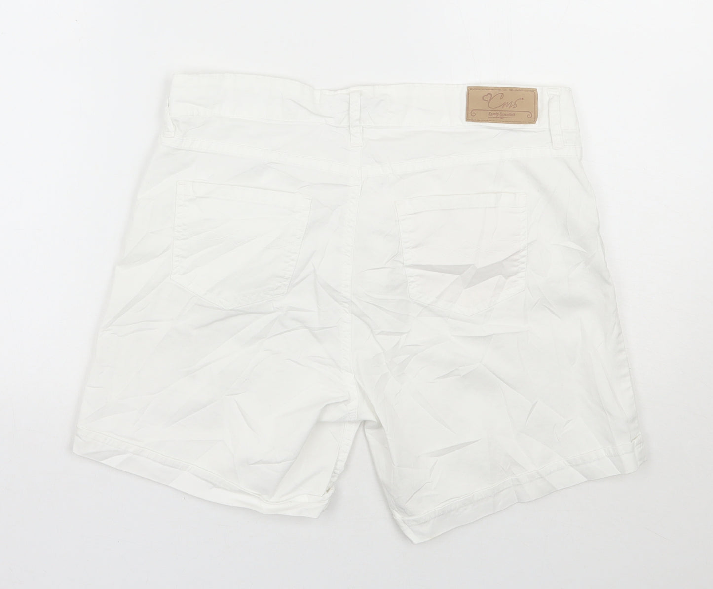 Cms Womens White  Cotton Cargo Shorts Size 12 L6 in Regular Zip
