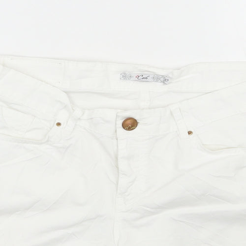 Cms Womens White  Cotton Cargo Shorts Size 12 L6 in Regular Zip