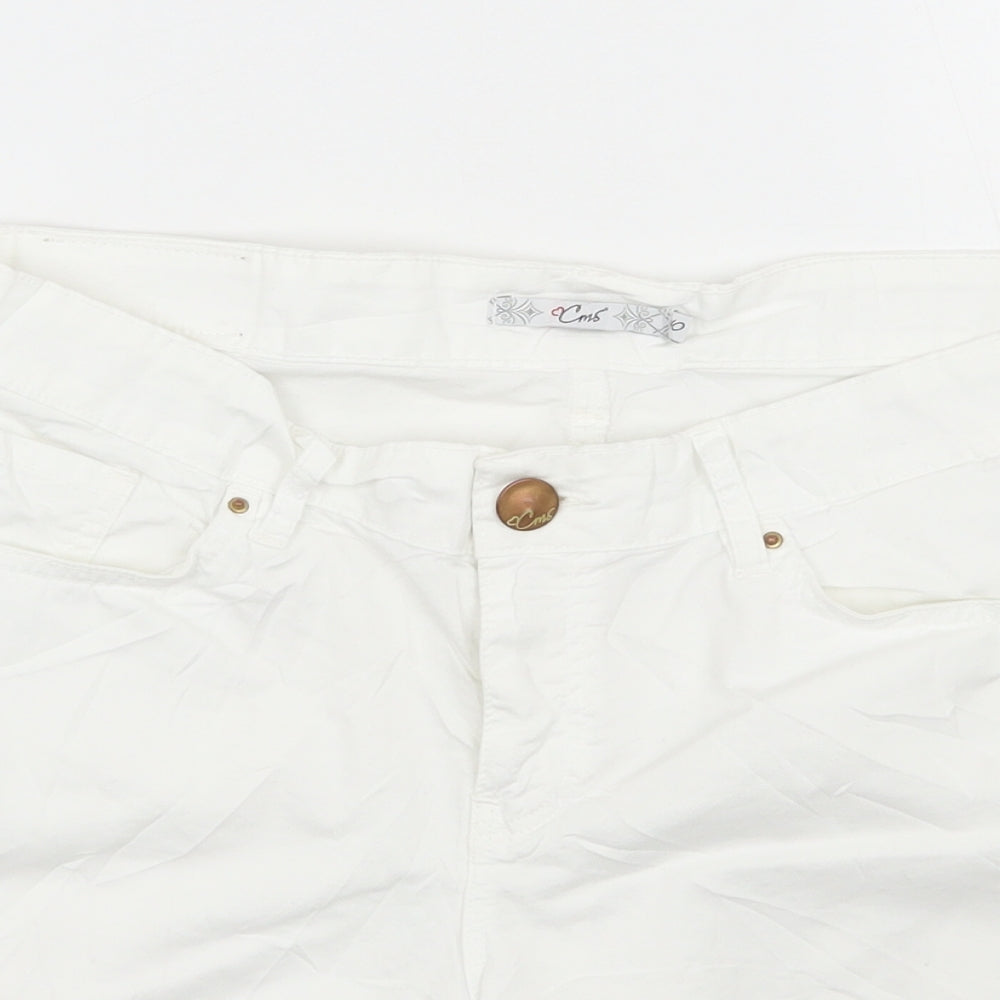 Cms Womens White  Cotton Cargo Shorts Size 12 L6 in Regular Zip
