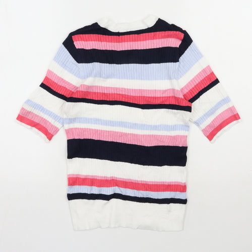 Marks and Spencer Womens Multicoloured Round Neck Striped Viscose Pullover Jumper Size 10