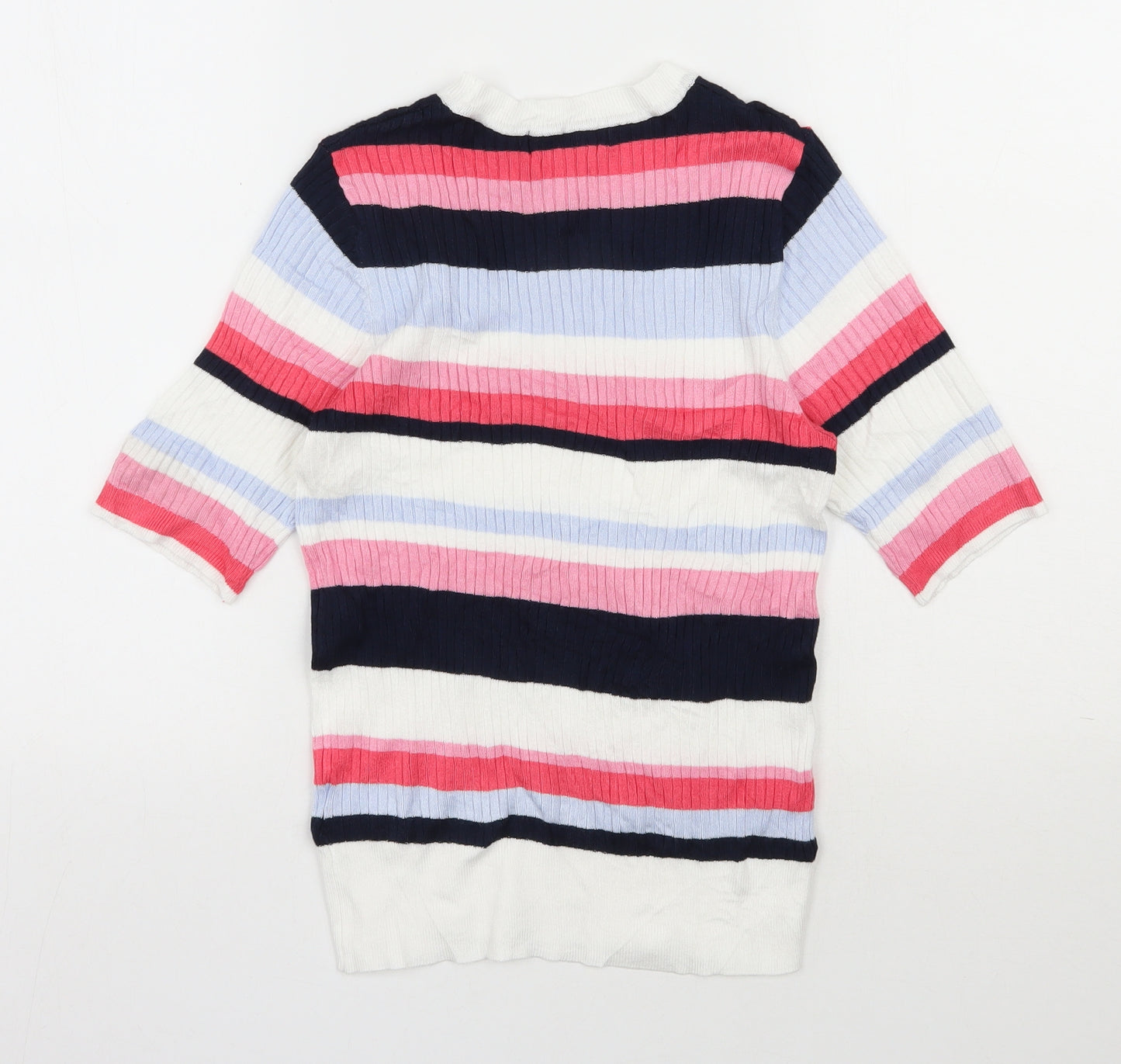 Marks and Spencer Womens Multicoloured Round Neck Striped Viscose Pullover Jumper Size 10
