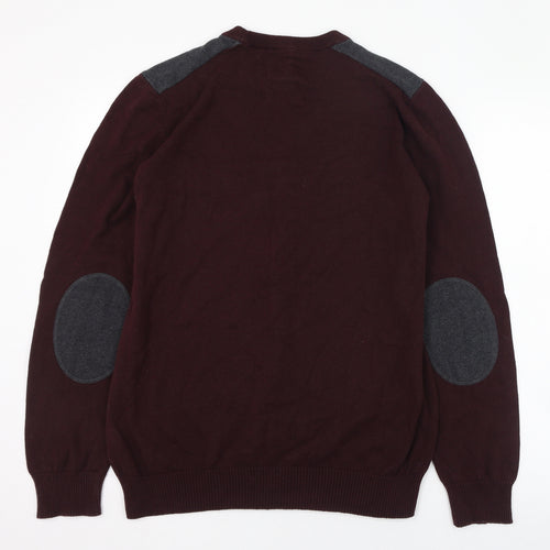 BHS Mens Red Round Neck  Cotton Pullover Jumper Size M